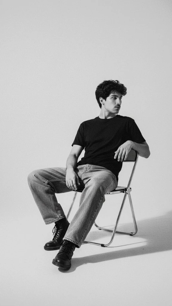 Men sit profile