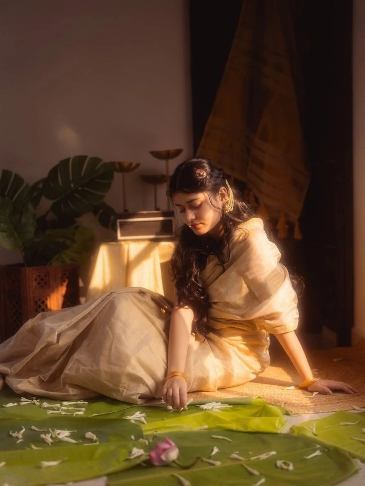 Woman sitting with sunlight